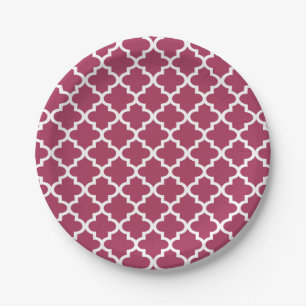 Sangria Moroccan Tile Trellis Pattern Paper Plate