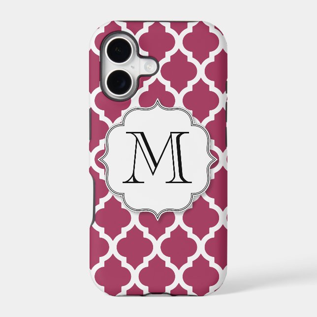 Sangria Moroccan Tile with Customisable Monogram (Back)