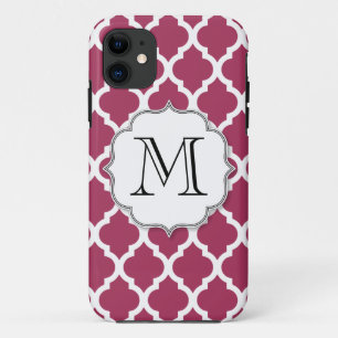 Sangria Moroccan Tile with Customisable Monogram iPhone 11 Case