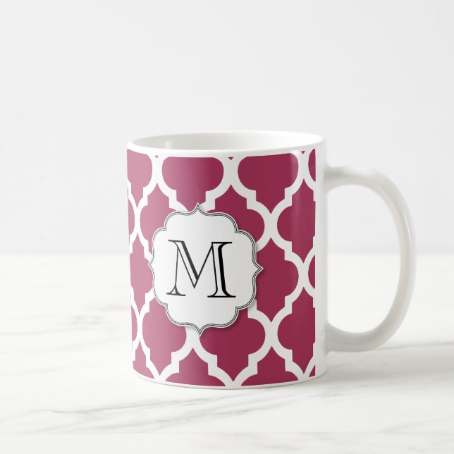 Sangria Moroccan Tile with Customisable Monogram Coffee Mug (Right)