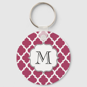 Sangria Moroccan Tile with Customisable Monogram Key Ring