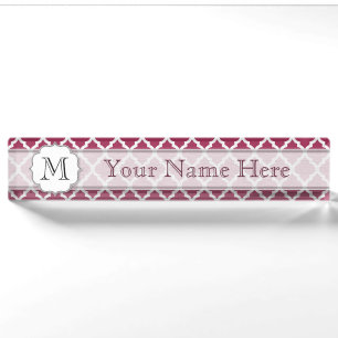 Sangria Moroccan Tile with Customisable Monogram Nameplate