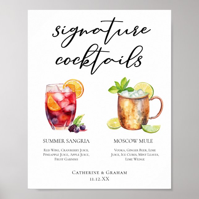 Sangria Moscow Mule Signature Cocktails Menu Poster (Front)