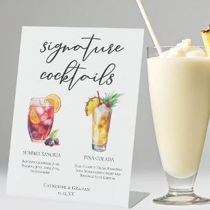 Sangria Pina Colada Signature Cocktails Menu Pedestal Sign
