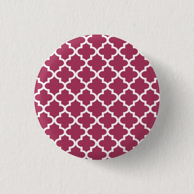 Sangria Red Moroccan Tile Trellis Pattern 3 Cm Round Badge (Front)