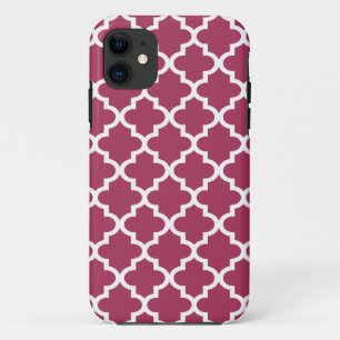 Sangria Red Moroccan Tile Trellis Pattern iPhone 11 Case