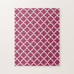 Sangria Red Moroccan Tile Trellis Pattern Jigsaw Puzzle