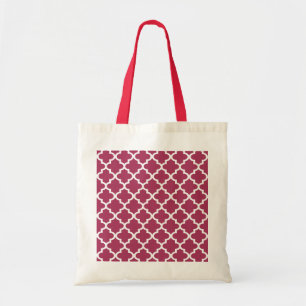 Sangria Red Moroccan Tile Trellis Pattern Tote Bag