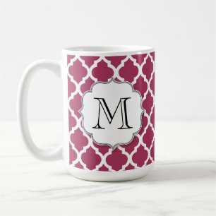 Sangria Red Moroccan Tile w/ Customisable Monogram Coffee Mug