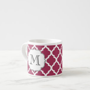 Sangria Red Moroccan Tile w/ Customisable Monogram Espresso Cup