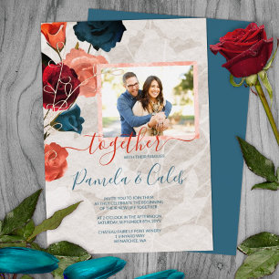 Sangria Red Teal Roses Gold Leaves Summer Wedding
