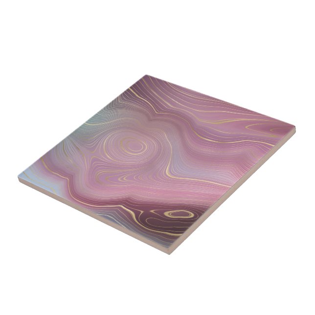 Sangria Strata | Moody Pink and Purple Luxe Agate Ceramic Tile (Side)