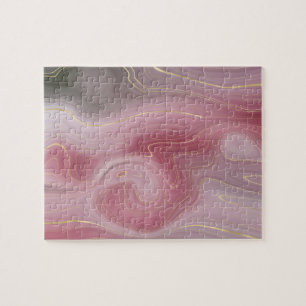 Sangria Strata   Moody Pink and Purple Luxe Agate Jigsaw Puzzle