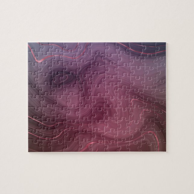 Sangria Strata | Moody Pink and Purple Luxe Agate Jigsaw Puzzle (Horizontal)