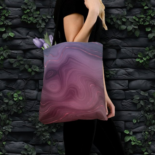 Sangria Strata | Moody Pink and Purple Luxe Agate Tote Bag (Creator Uploaded)