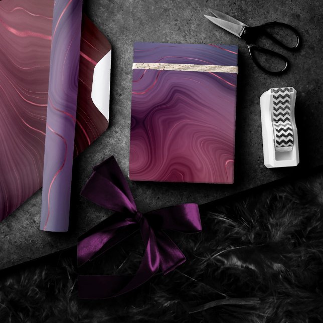 Sangria Strata | Moody Pink and Purple Luxe Agate Wrapping Paper (Creator Uploaded)