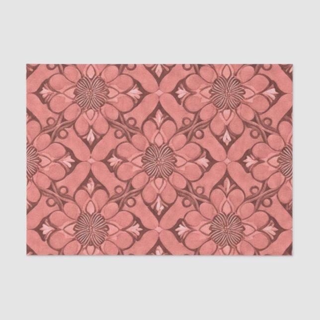 Sangria Victorian Flower Lattice Design Style  Tissue Paper (Front)