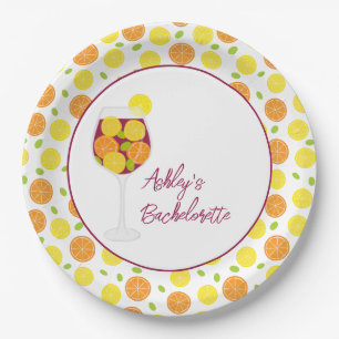Sangria Wedding, Bachelorette, or Bridal Shower Paper Plate