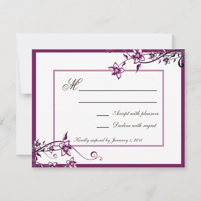 Sangria White Floral Blossom Wedding Response RSVP (Front)