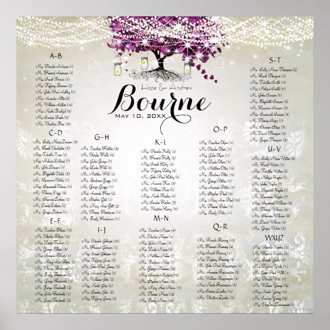 Sangria Wine Mason Jar Firefly Heart Leaf Tree Poster (Front)