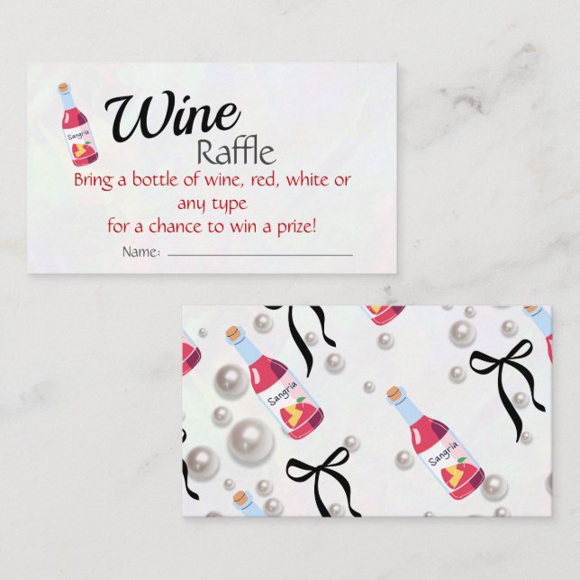 Sangria Wine Raffle Bridal Shower Enclosure Card (Front/Back)
