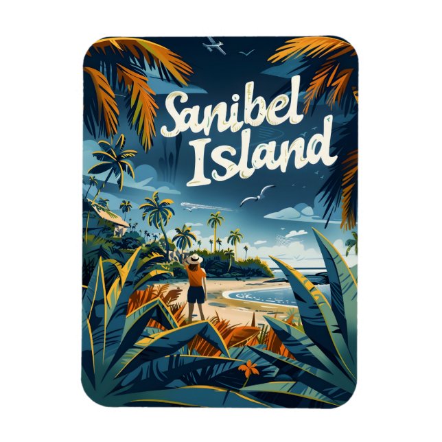 Sanibel Island Beach Vintage Magnet (Vertical)
