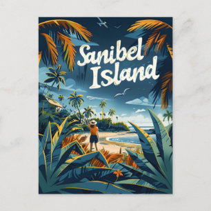 Sanibel Island Beach Vintage Postcard