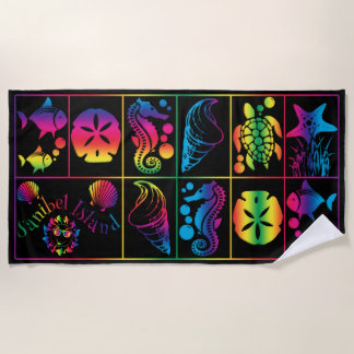 Sanibel Island colourful sea life beach towel