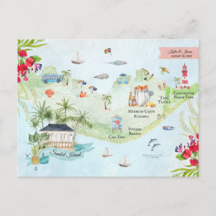 Sanibel Island   Destination Wedding Itinerary Map Postcard