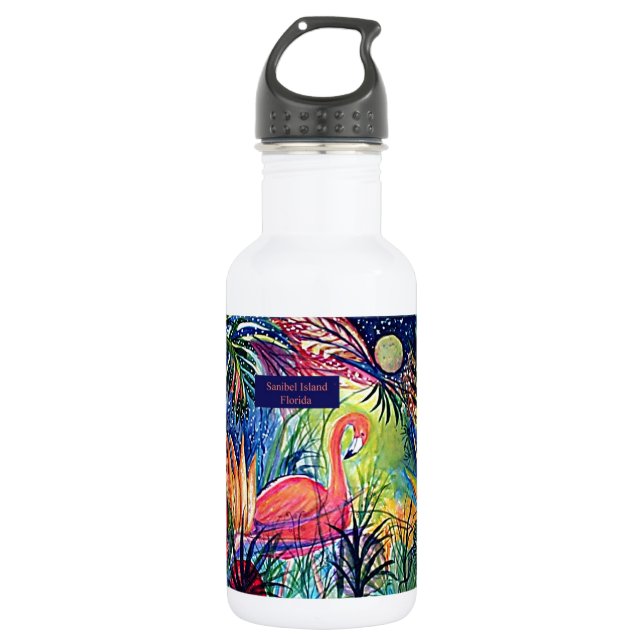 Sanibel Island Flamingo Art 532 Ml Water Bottle (Front)