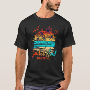 Sanibel Island Florida 2022 Palm Beach Retro Sun V T-Shirt