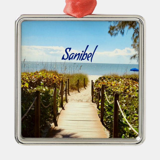 Sanibel Island Florida Beach Ocean Metal Ornament (Front)