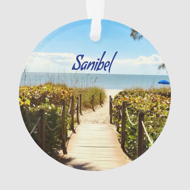 Sanibel Island Florida Beach Ocean Ornament (Back)