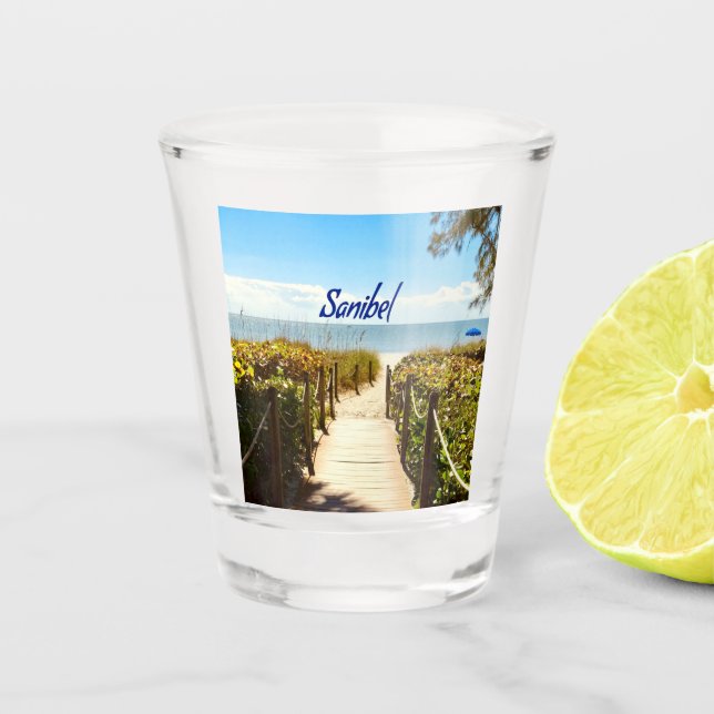 Sanibel Island Florida Beach Ocean Shot Glass (Front)