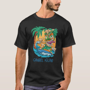 Sanibel Island Florida Beach Vacation Surfing Tiki T-Shirt