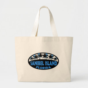 Sanibel Island Florida blue palms Large Tote Bag