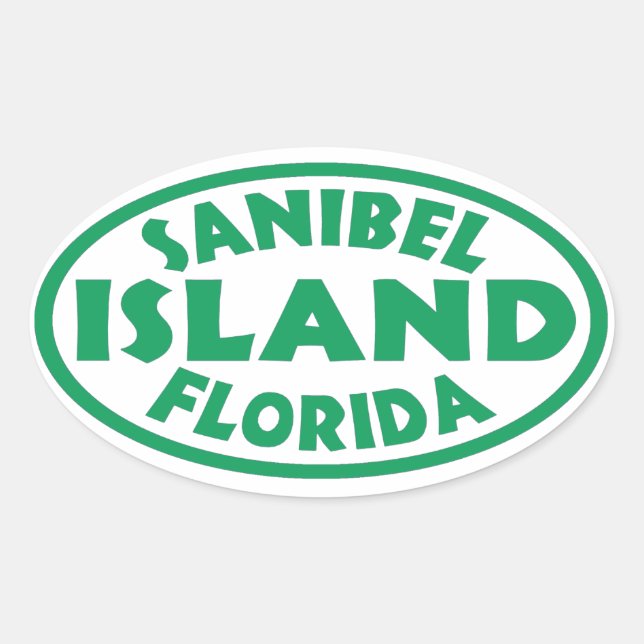 Sanibel Island Florida green oval stickers (Front)