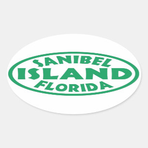 Sanibel Island Florida green oval stickers
