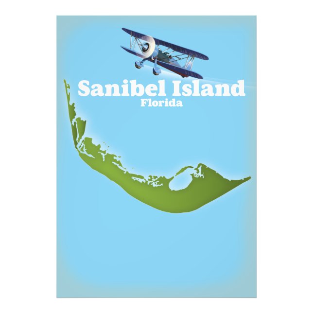 Sanibel Island Florida map Photo Print (Front)