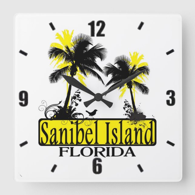 Sanibel Island Florida palm trees wall clock (Front)