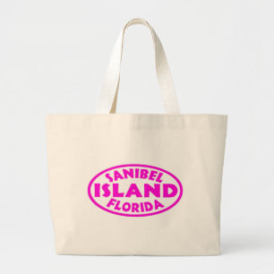 Sanibel Island Florida pink oval Large Tote Bag
