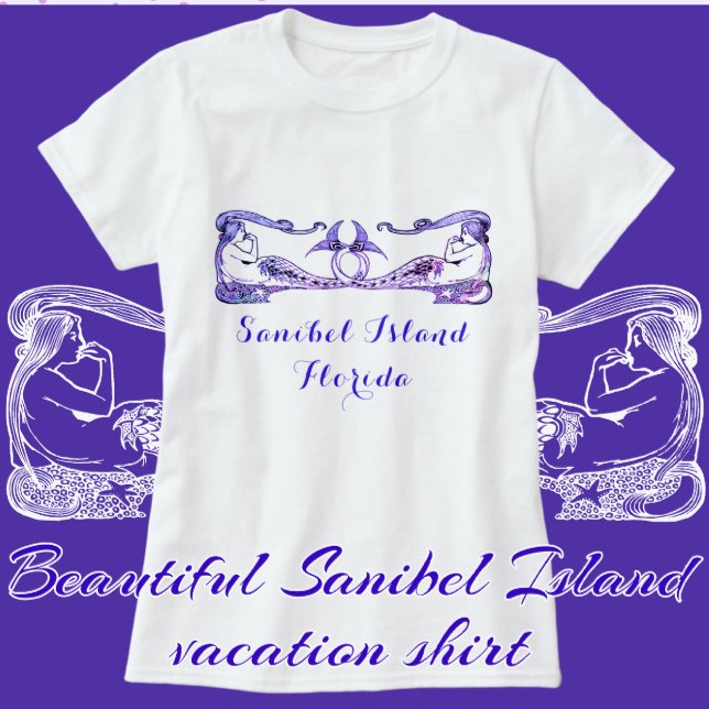 Sanibel Island Florida Pretty Art Deco Mermaids T-Shirt