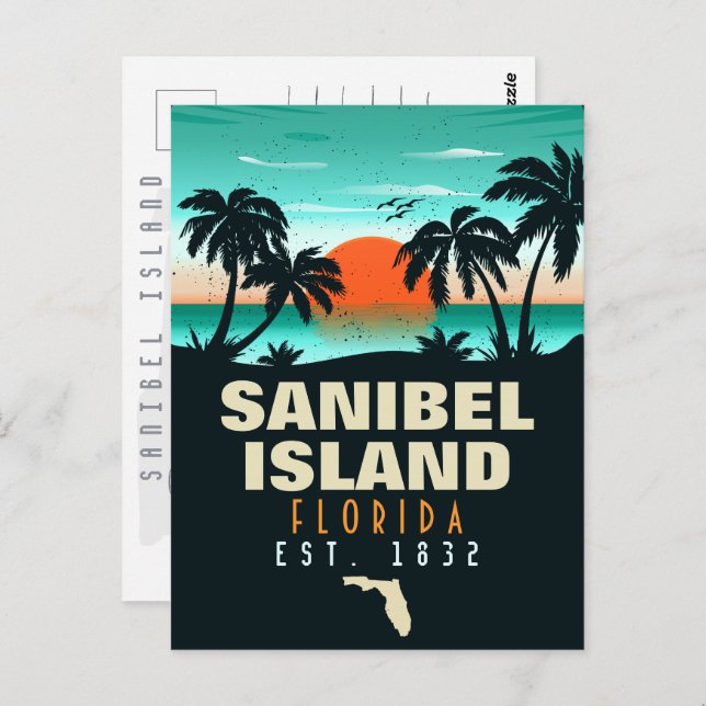 Sanibel Island Florida Retro Sunset Souvenirs Postcard (Front/Back)