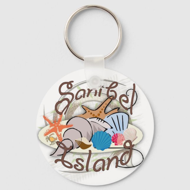 Sanibel Island Florida seashell design Key Ring (Front)