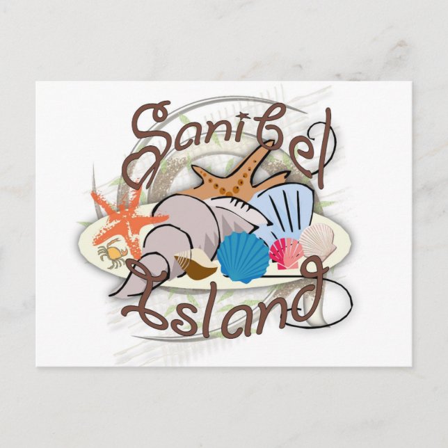 Sanibel Island Florida seashell design Postcard (Front)