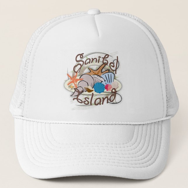 Sanibel Island Florida seashell design Trucker Hat (Front)