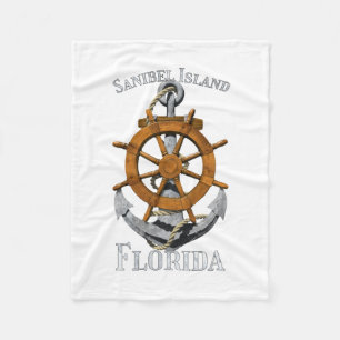 Sanibel Island Florida Vacation Nautical Anchor Sa Fleece Blanket