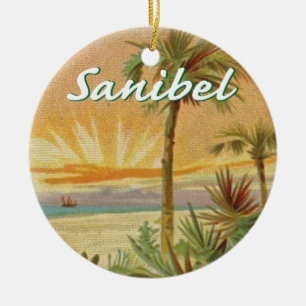 Sanibel Island Florida vintage beach Ceramic Ornament