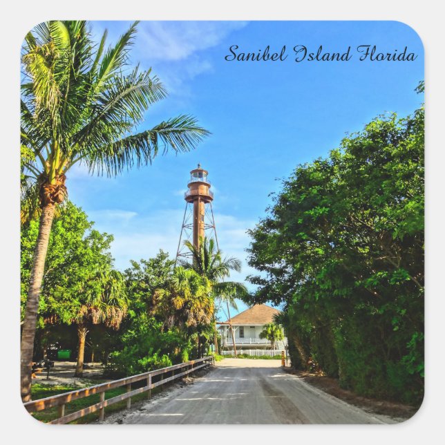 Sanibel Island Lighthouse Florida Gulf Coast Square Sticker (Front)