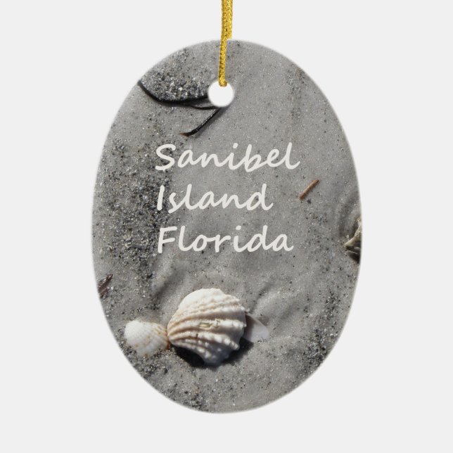 Sanibel Island Sand Shells Ceramic Ornament (Front)